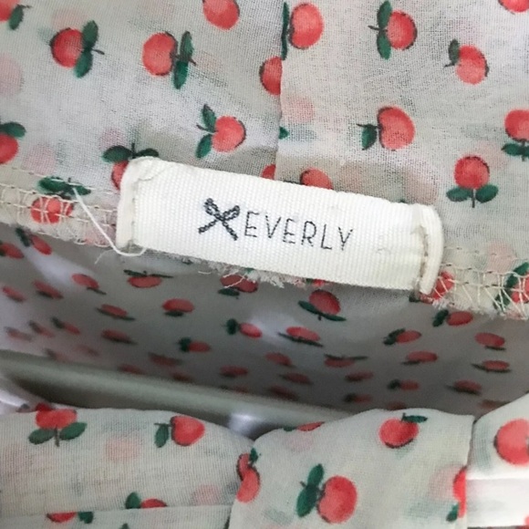 Peach Fruit Print Pussybow Blouse Juniors Large Retro Whimsical Secretary Geek - Picture 3 of 6